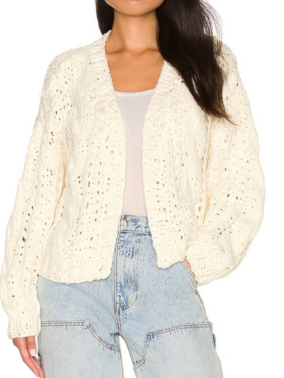Lovers & Friends Luciana Open Chunky Knit Cardigan Cream Women L Nwt Cozy